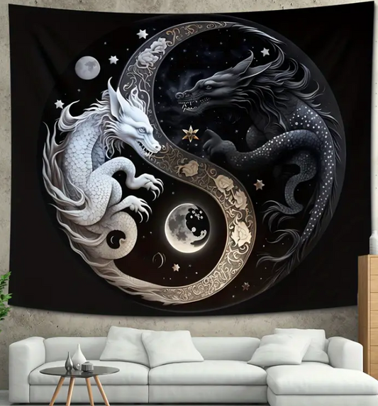 Yin Yang Dragon Tapestry