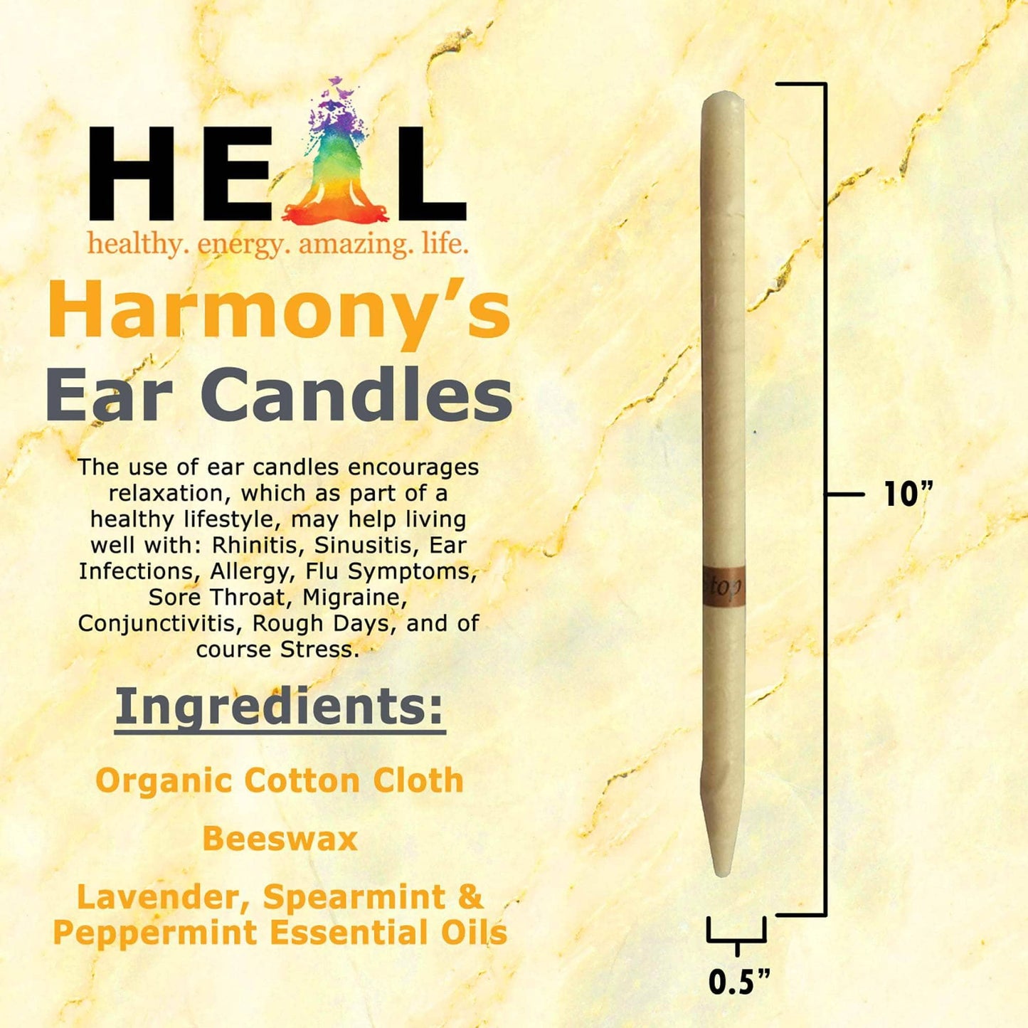 Lavender, Spearmint & Peppermint Beeswax Ear Candl: 2-Pack