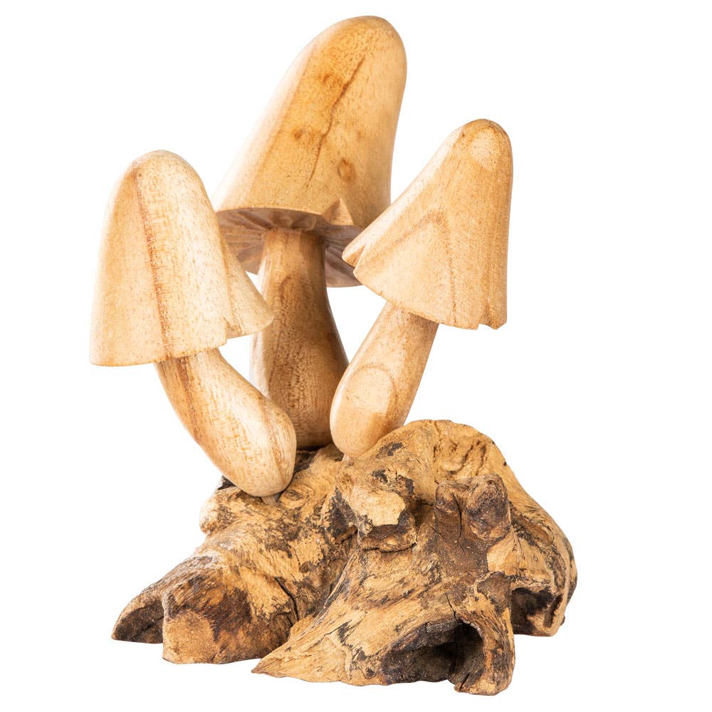 WOODEN 3 MUSHROOMS