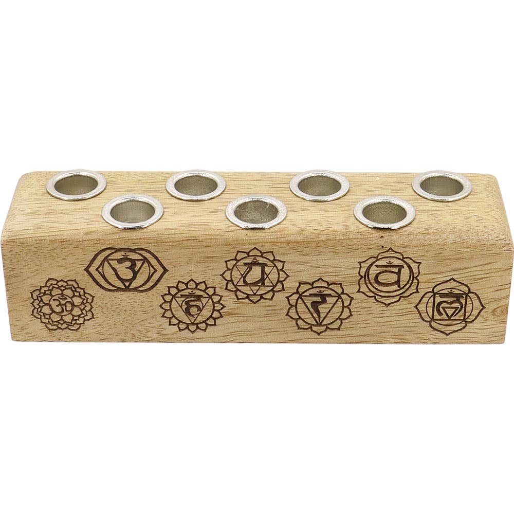 Wood Multi Mini Candle Holder - 7 Chakra (Each)