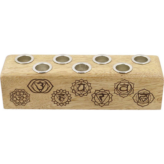 Wood Multi Mini Candle Holder - 7 Chakra (Each)