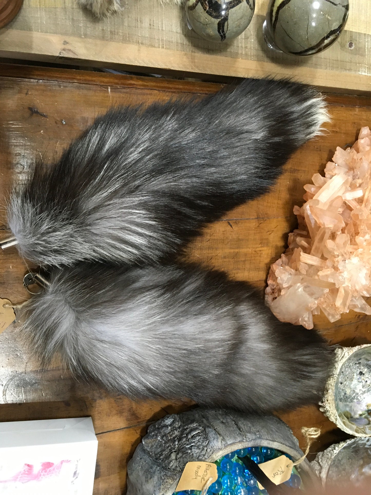 Silver Fox Tail Keychain