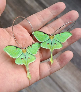 Green Lunar Moth Earrings