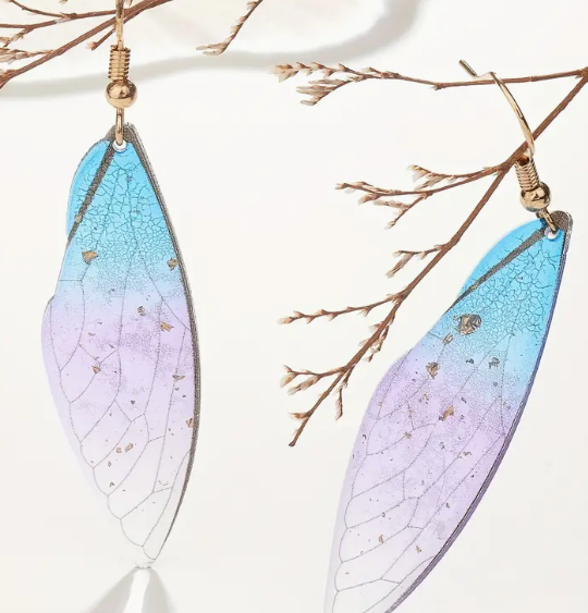 Colorful Dragonfly Wing Earrings