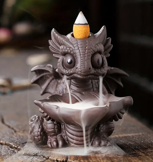 Baby Dragon with Leaf Backflow Incense Burner