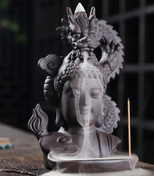 Buddha and Dragon Backflow Incense Burner