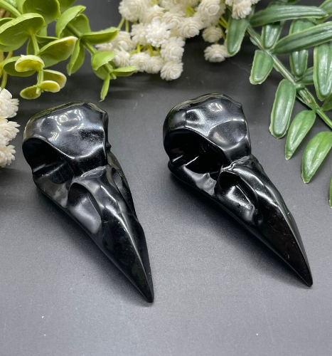 Obsidian Raven Skulls 5"