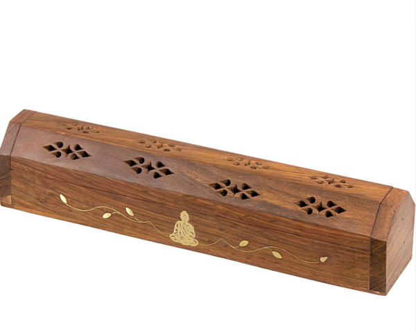 Assorted Wooden Incense Storage Box with Metal Designs
