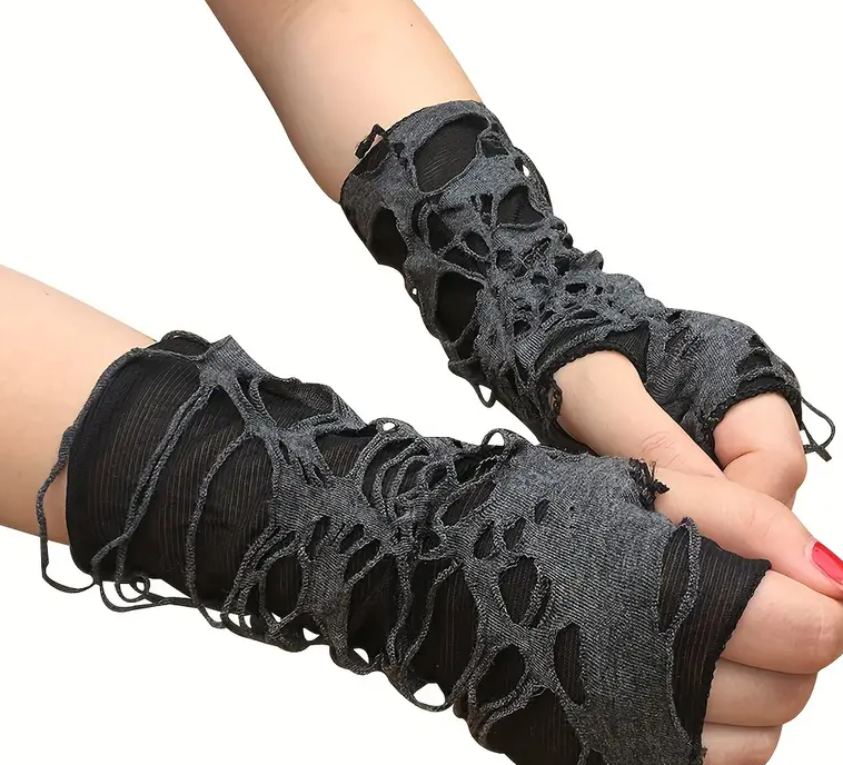 1 Pair Ripped Punk Fingerless Gloves