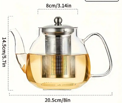 Glass Teapot With Infuser, Lid  (33.8 oz.)