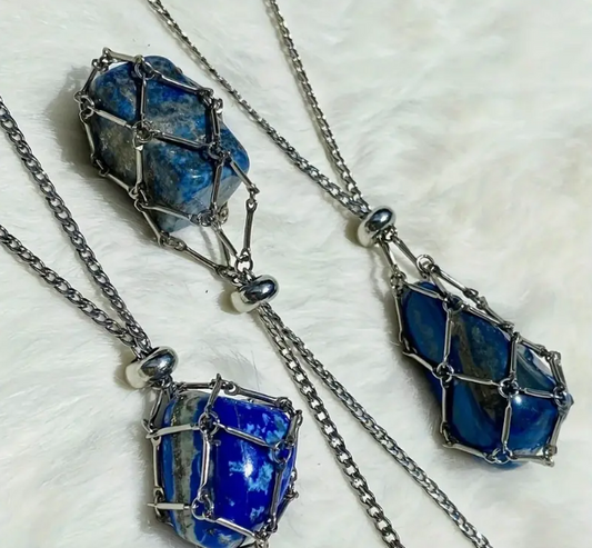 Metal Crystal Basket Necklace