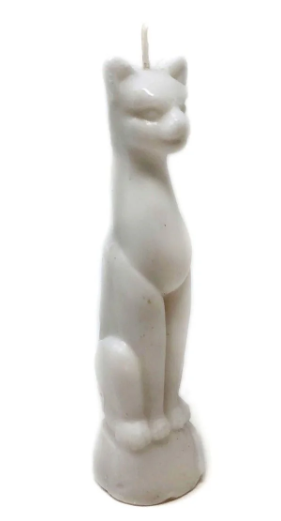 White Cat Figure Candle 6-7"