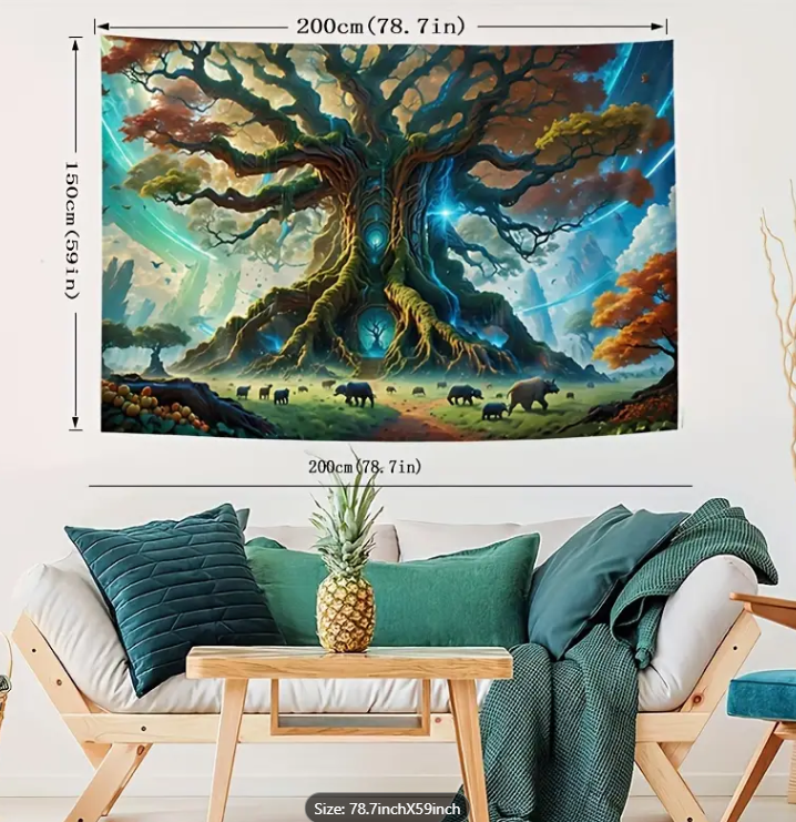 **79" x 59" Tree Mountain Tapestry**