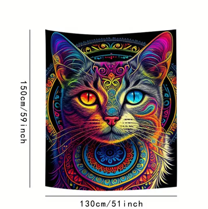 Cool Colorful Cat Boho Tapestry