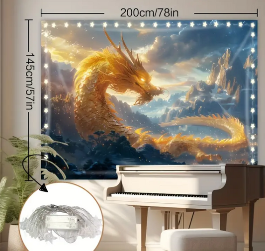 Golden Dragon Backdrop Tapestry 78" x 57