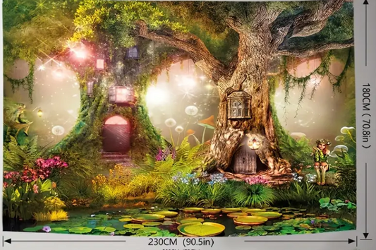 90" x 70" Fairy Forest Tree Tapestry