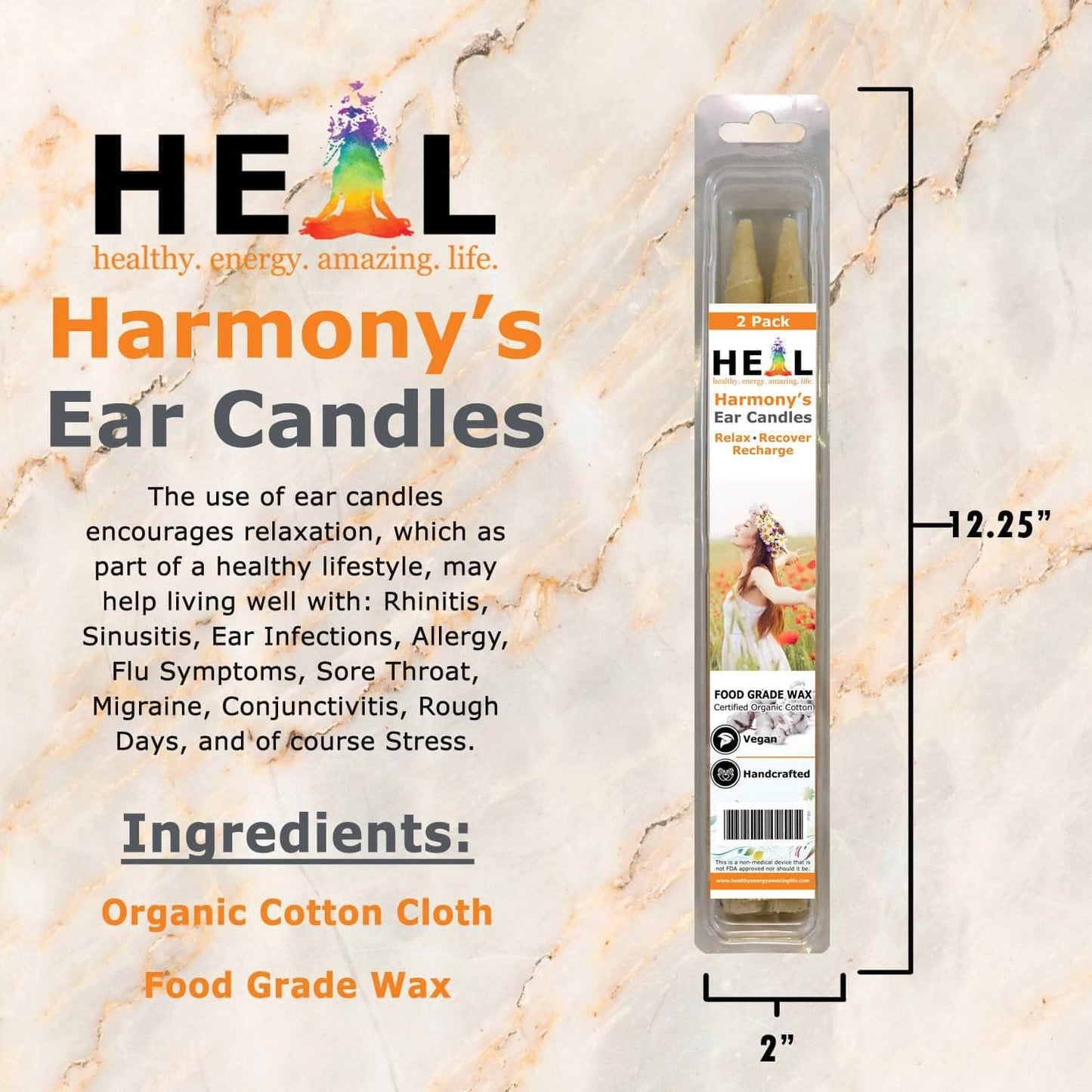 Unscented Ear Candles by Doc Harmony: 2-Pack