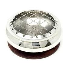 Silver Finish Charcoal Burner with Wood Coaster