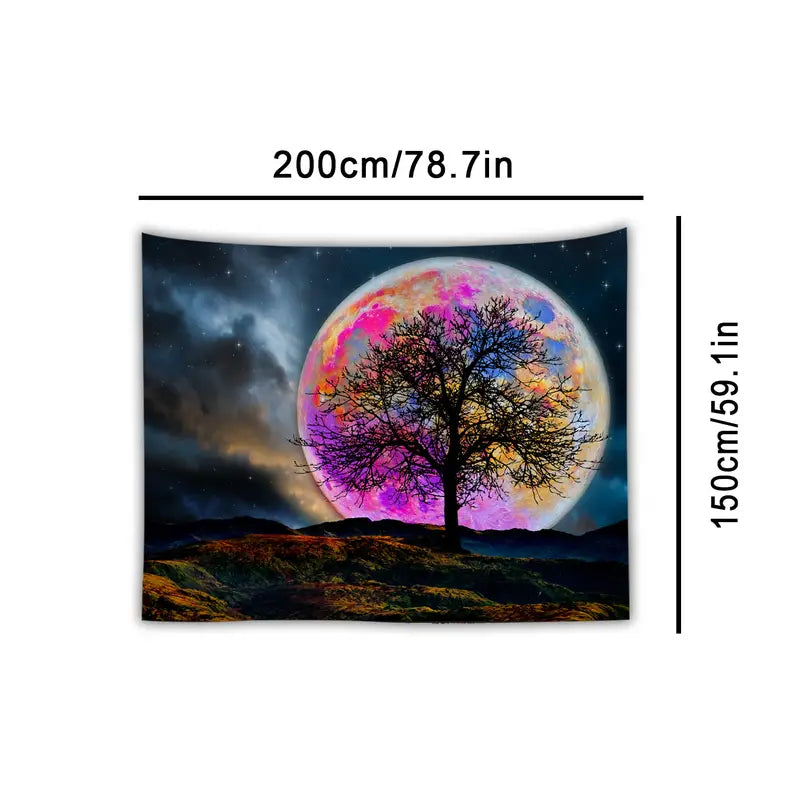 Beautiful Tree and Moon Tapestry