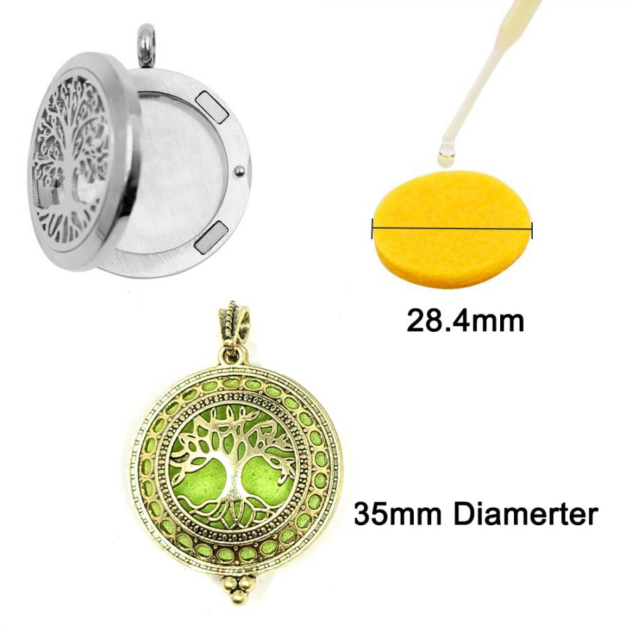 Aromatherapy Diffuser Necklace with Tree of Life Locket Design Pendant