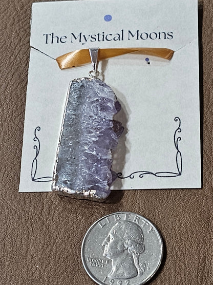 Amethyst Slice Pendant Necklaces