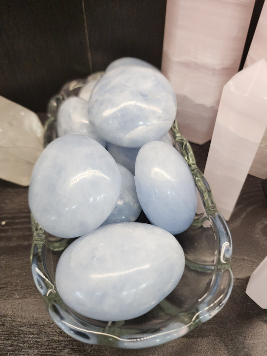 Blue Calcite Palmstones