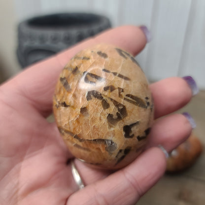 Peach Moonstone with Smokey Quartz Inclusions