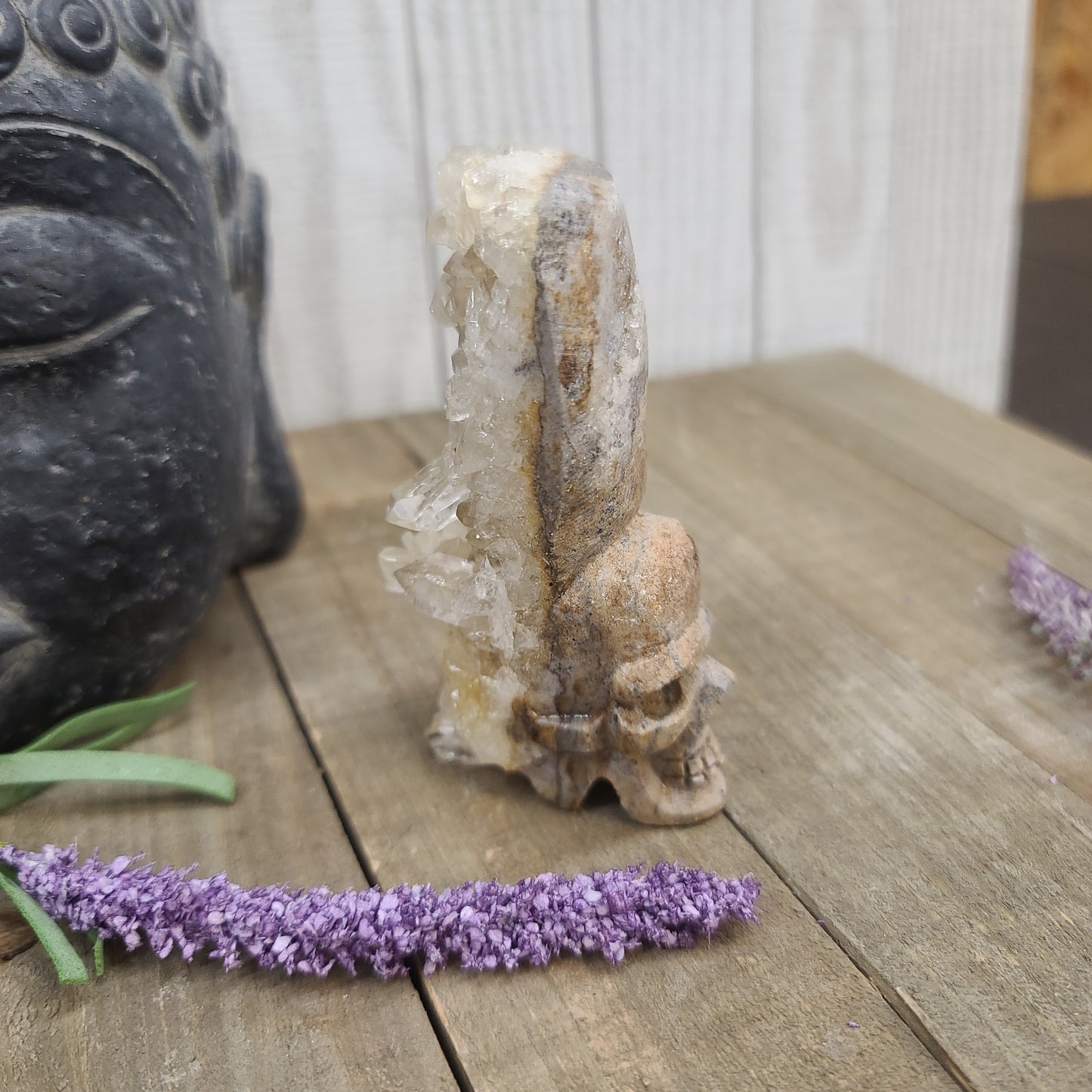 INCREDIBLE Quartz Skulls with Cluster Flowers