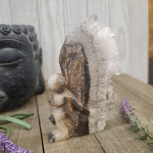 Clear Quartz Geode Fairy Butterfly