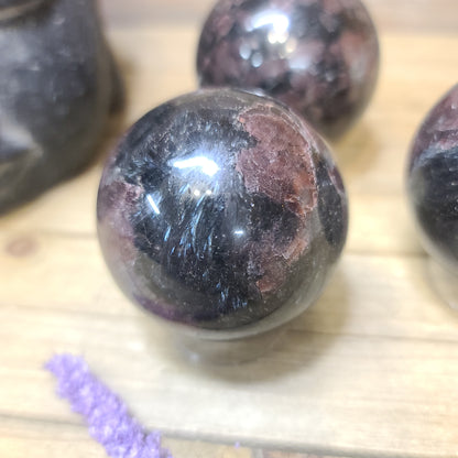 Arfvedsonite (Firework Stone) W/Garnet Spheres