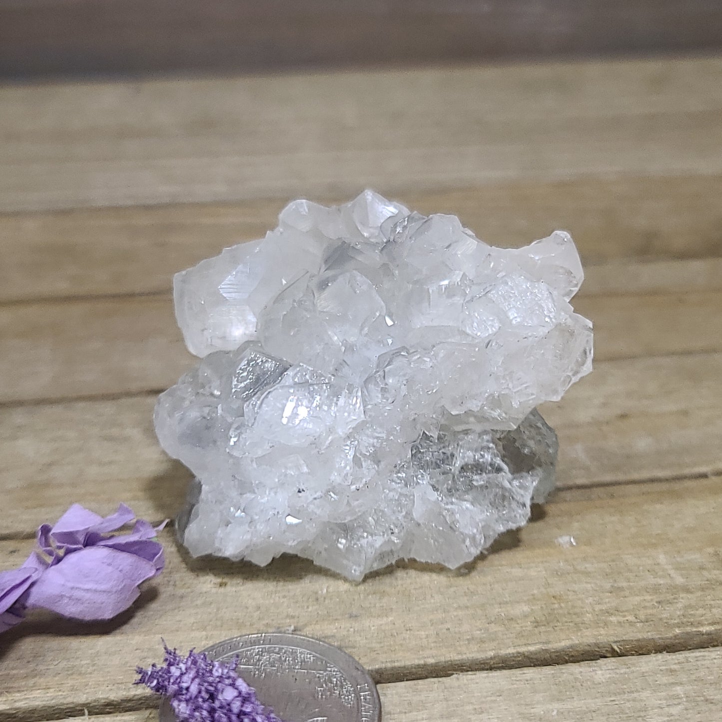 Diamond Calcite Natural Clusters on Green Apophyllite