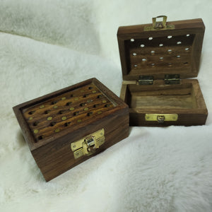 Small Wooden Box with Brass
