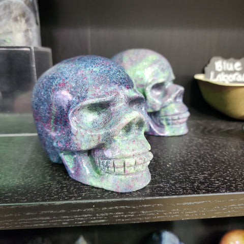 Ruby in Blue Kyanite Skull