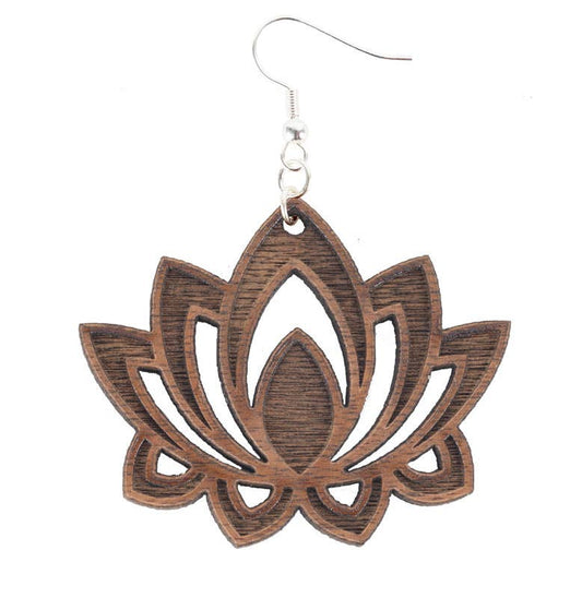 Lotus Earrings Wood