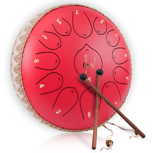 Wise Harmony Steel Tongue Drum 12 Inch 13 Notes: Red