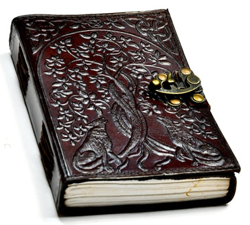 Wolf & Tree Of Life Leather Blank Book W- Latch