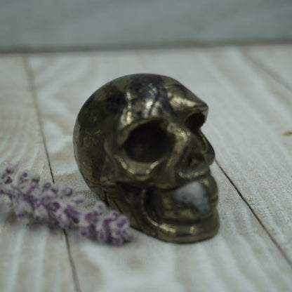 Pyrite and Quartz Skull