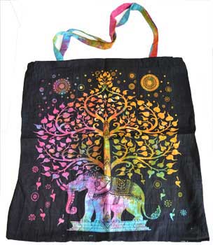 Elephant Tote on Black Tote 18" x 18"