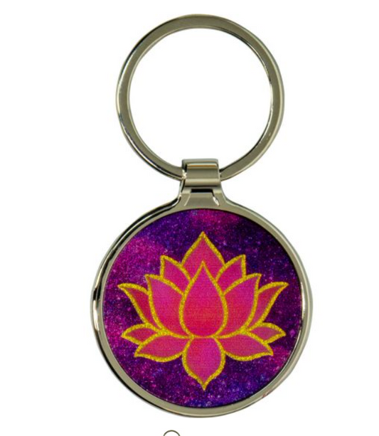 Metal Key Ring - Lotus - Pink