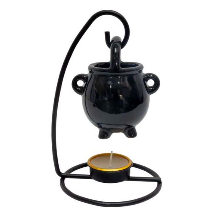 Ceramic Oil Burner w/ Stand - Hanging Cauldron