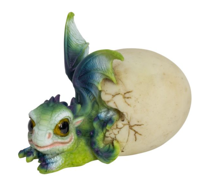 Polyresin Hatching Baby Dragon Figurine - Aqua/ Green