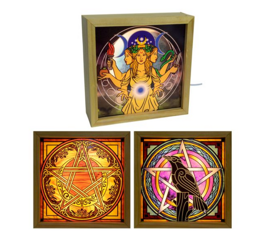 Wood Light Box w/ Changeable Glass & USB - Pagan