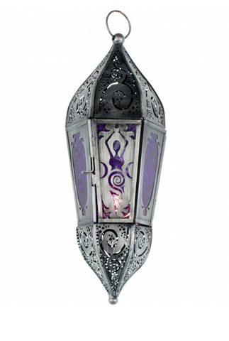 Glass & Metal Lantern Goddess Purple
