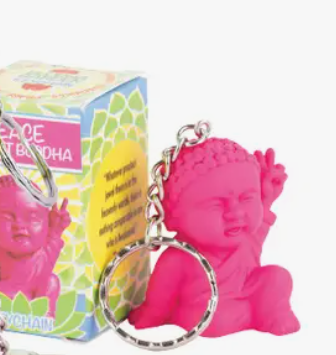 PEACE Pocket Buddha Keychain