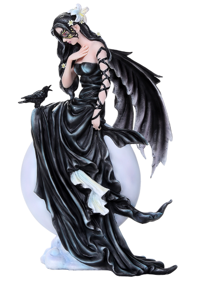 Dark Skies Fairy with Raven on Moon
