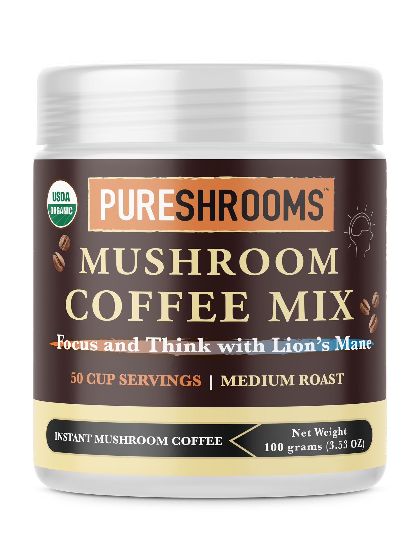 PureShrooms Focus & Think Mushroom Coffee Mix w/ Lion's Mane