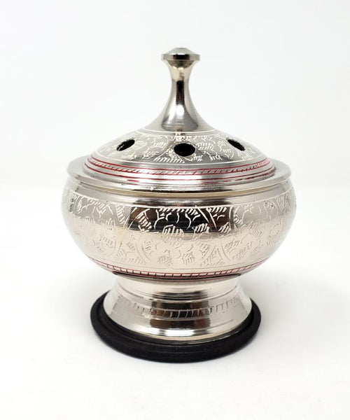Silver finish colorful engraved Charcoal Burner