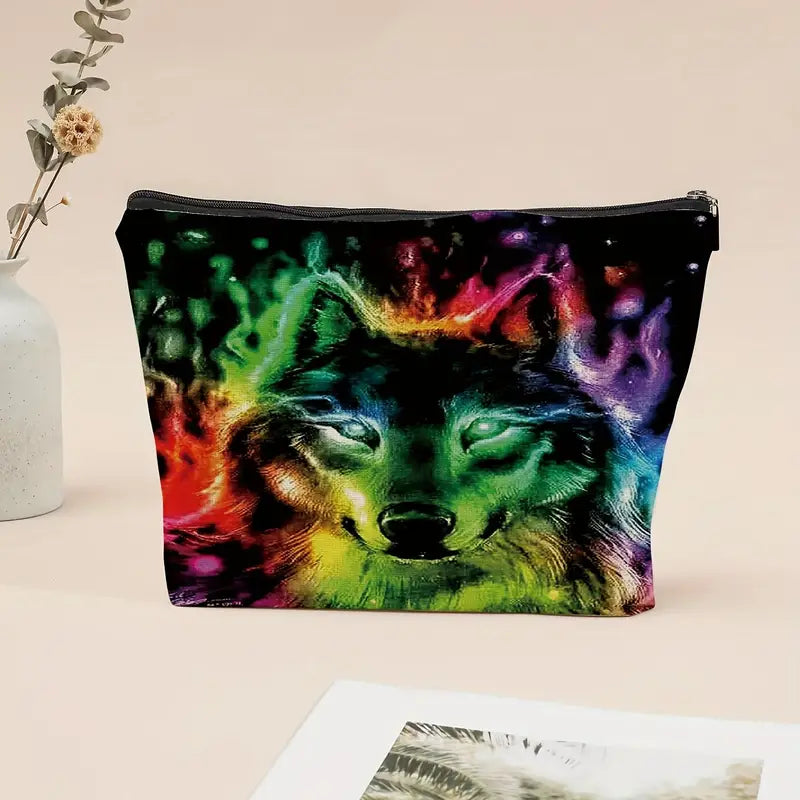 Rainbow Wolf Makeup Bag