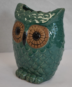 Turquoise Owl Vase 9.5" x 7.4"